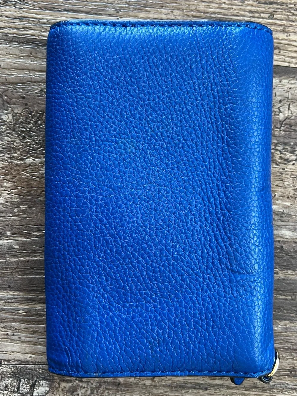 Michael Kors Electric Blue Pebbled Leather Wallet with Gold MK Emblem